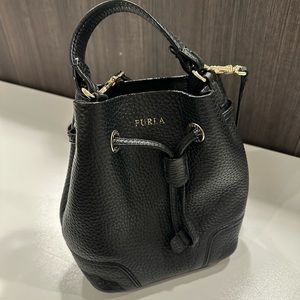 Furla Mini Bucket Bag Black Leather Great Condition